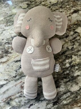 Living Textiles Co. "Theodore Elephant" Knitted Plush Toy (15" size).